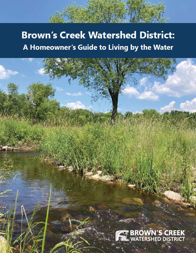 Photo of the cover of the guide with the title, Brown's Creek Watershed District: A Homeowner's Guide to Living by the Water