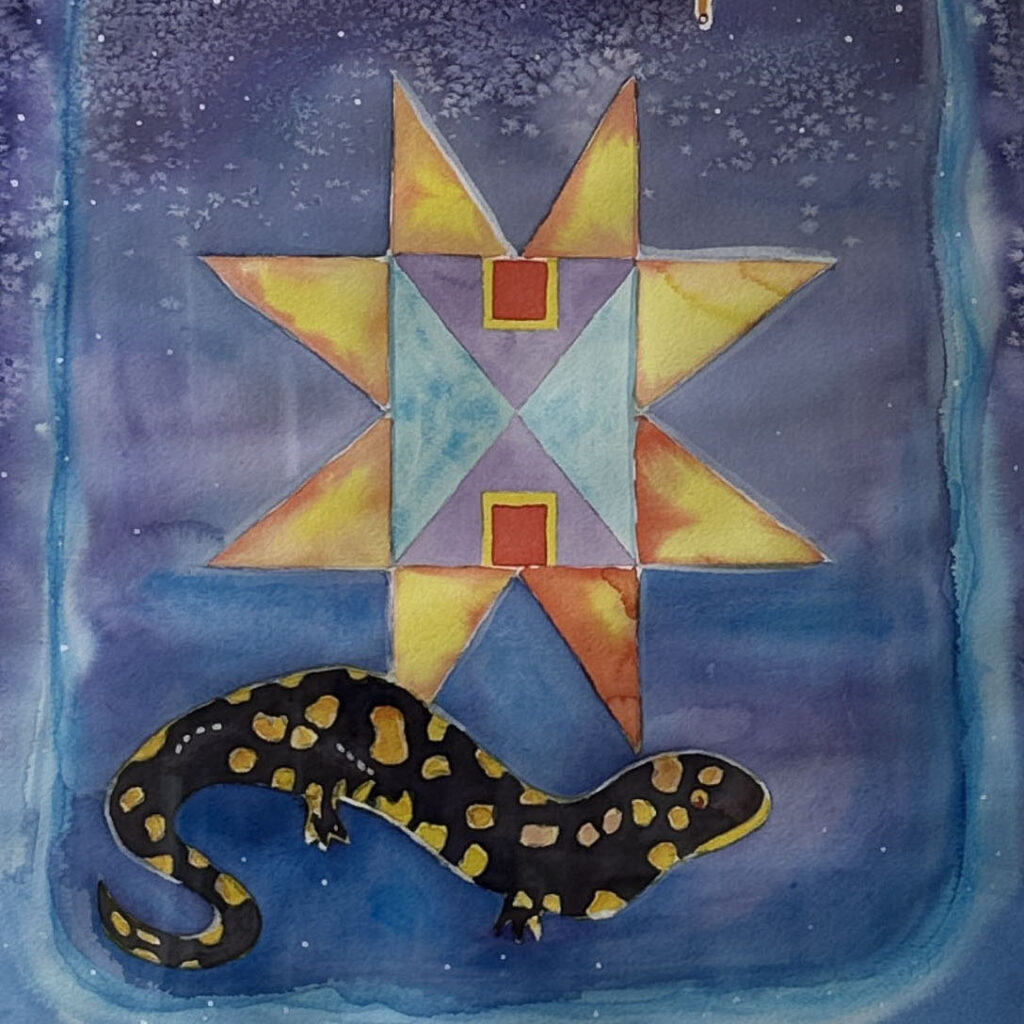 Closeup of tiger salamander painting