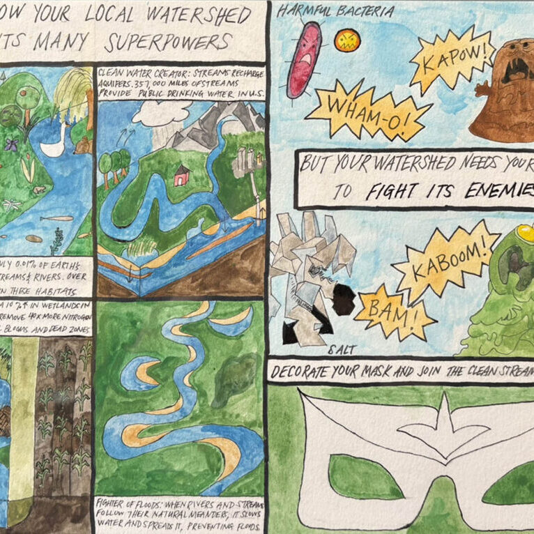 Comic-style graphic of the caddisfly