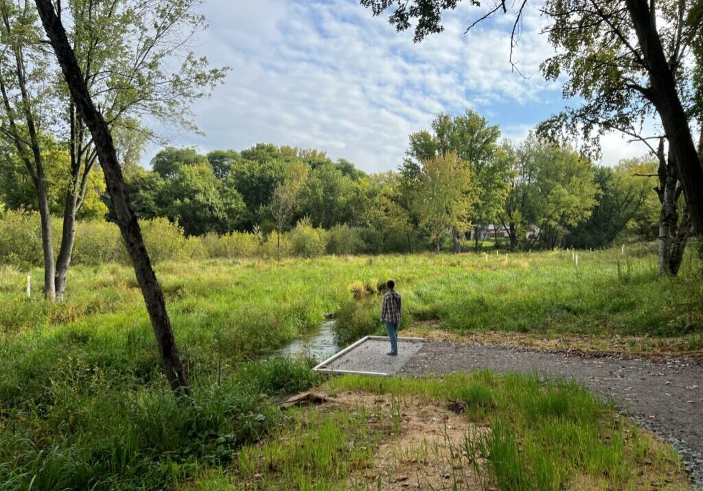 The ADA accessible fishing pier at the restoration site